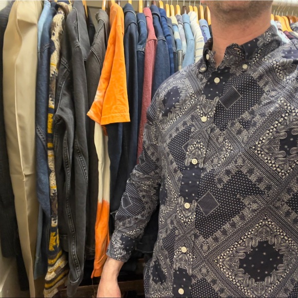 Gitman Bros Vintage Bandana Print Chambray Shirt - Picture 2 of 14
